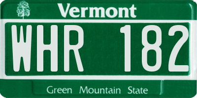 VT license plate WHR182