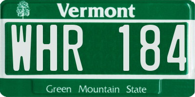 VT license plate WHR184