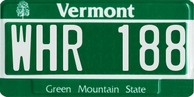 VT license plate WHR188