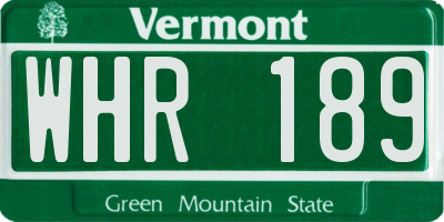 VT license plate WHR189