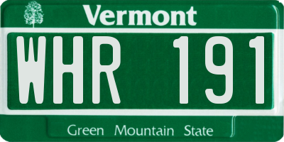 VT license plate WHR191