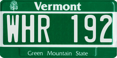 VT license plate WHR192