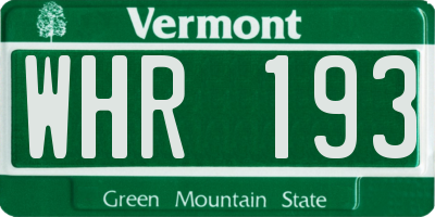 VT license plate WHR193