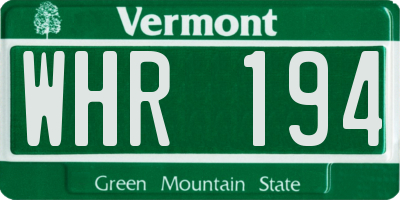 VT license plate WHR194