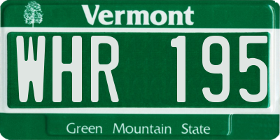 VT license plate WHR195