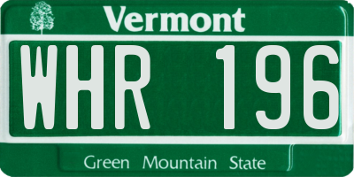 VT license plate WHR196