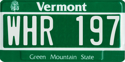 VT license plate WHR197