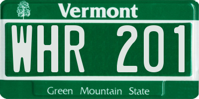VT license plate WHR201