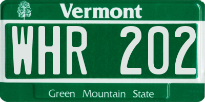VT license plate WHR202