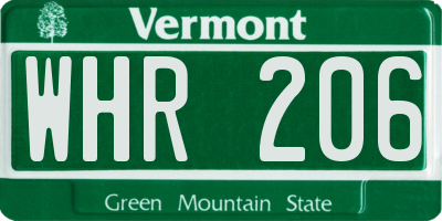 VT license plate WHR206