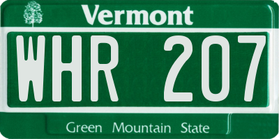 VT license plate WHR207