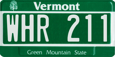 VT license plate WHR211
