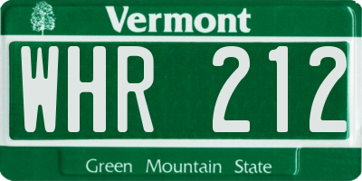 VT license plate WHR212