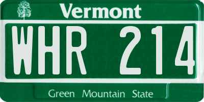 VT license plate WHR214