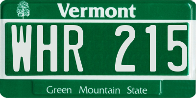 VT license plate WHR215
