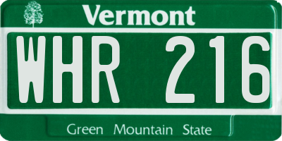 VT license plate WHR216