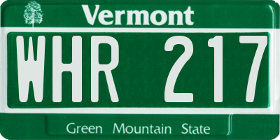 VT license plate WHR217