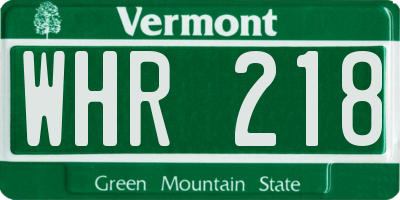 VT license plate WHR218