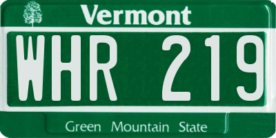 VT license plate WHR219