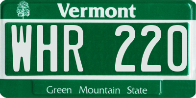 VT license plate WHR220