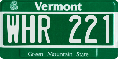 VT license plate WHR221