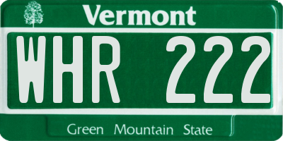 VT license plate WHR222