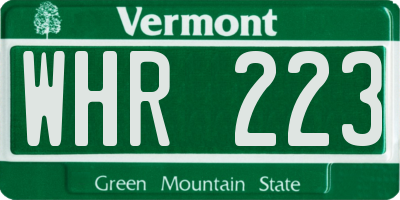 VT license plate WHR223