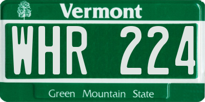 VT license plate WHR224