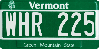 VT license plate WHR225