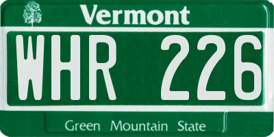 VT license plate WHR226
