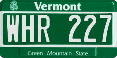 VT license plate WHR227