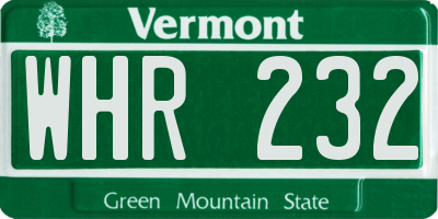 VT license plate WHR232