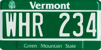 VT license plate WHR234