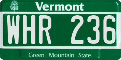 VT license plate WHR236