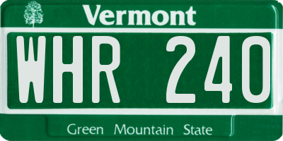 VT license plate WHR240