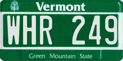 VT license plate WHR249