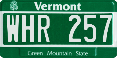 VT license plate WHR257