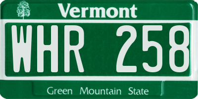 VT license plate WHR258
