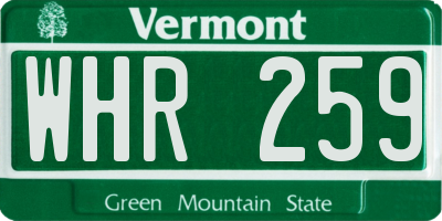 VT license plate WHR259