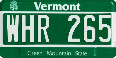 VT license plate WHR265