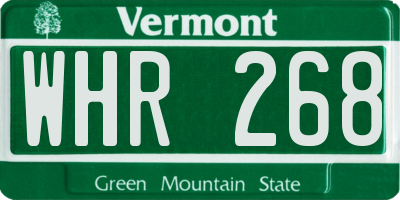 VT license plate WHR268