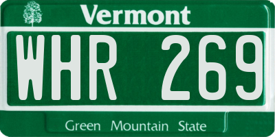 VT license plate WHR269