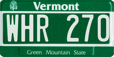 VT license plate WHR270