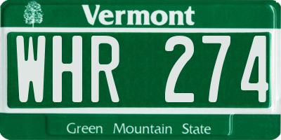 VT license plate WHR274