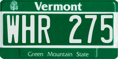 VT license plate WHR275