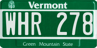 VT license plate WHR278