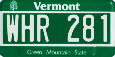VT license plate WHR281