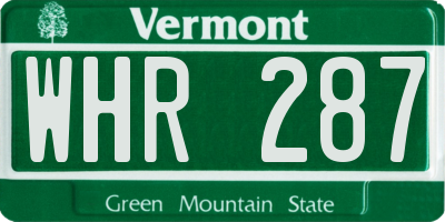VT license plate WHR287