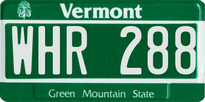 VT license plate WHR288