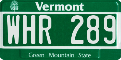 VT license plate WHR289